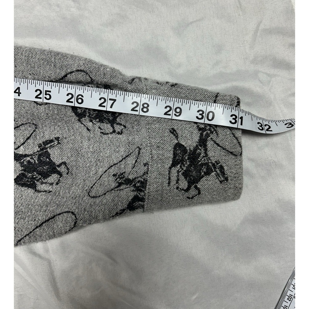 Vintage True Grit Gray Western Flannel Shirt Rodeo Cowboy All Over Print USA Lrg - Picture 12 of 12